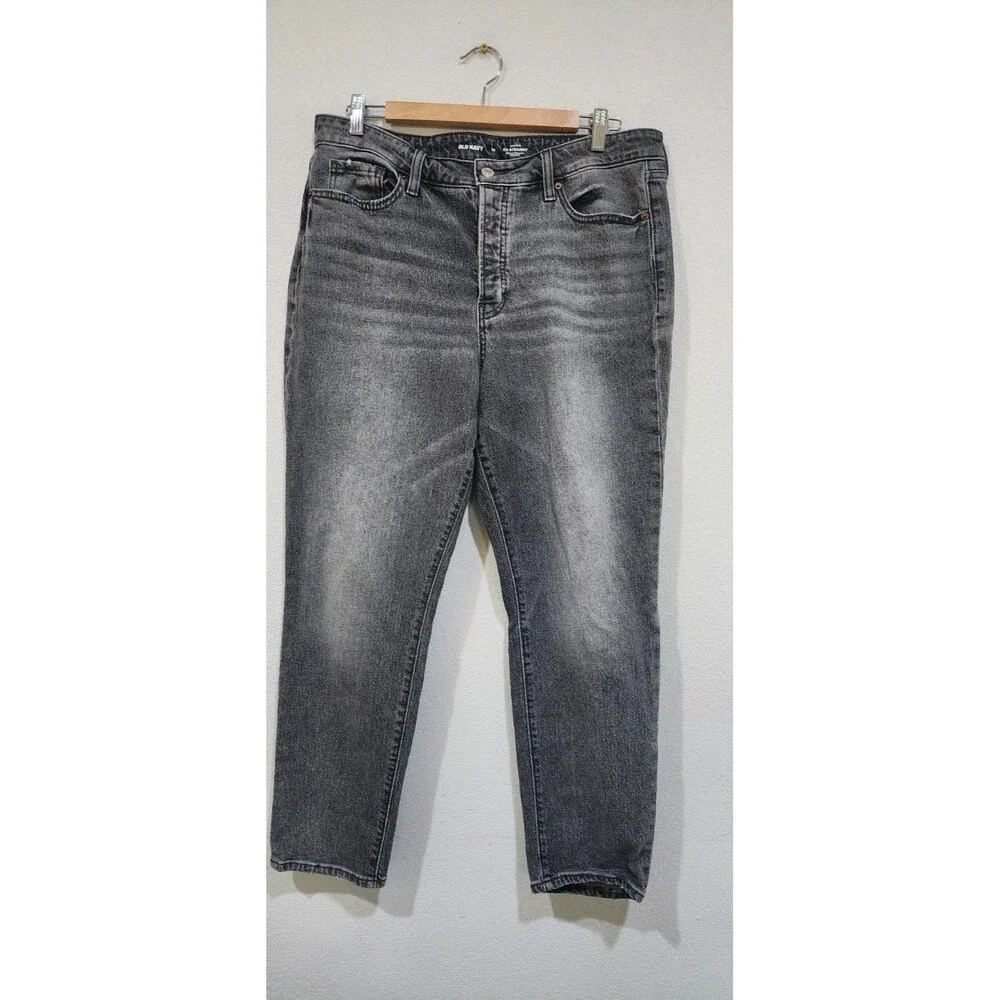 Old Navy Jeans Women's 14Gray High Rise O.G. Straight Psloma Wash Denim Cotton